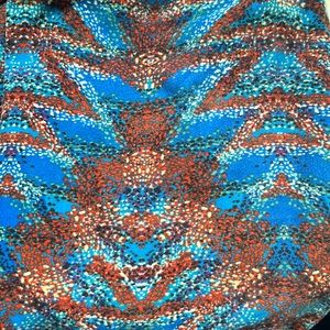 LuLaRoe O/S Blue and Rust Colored Tribal Pattern Leggings